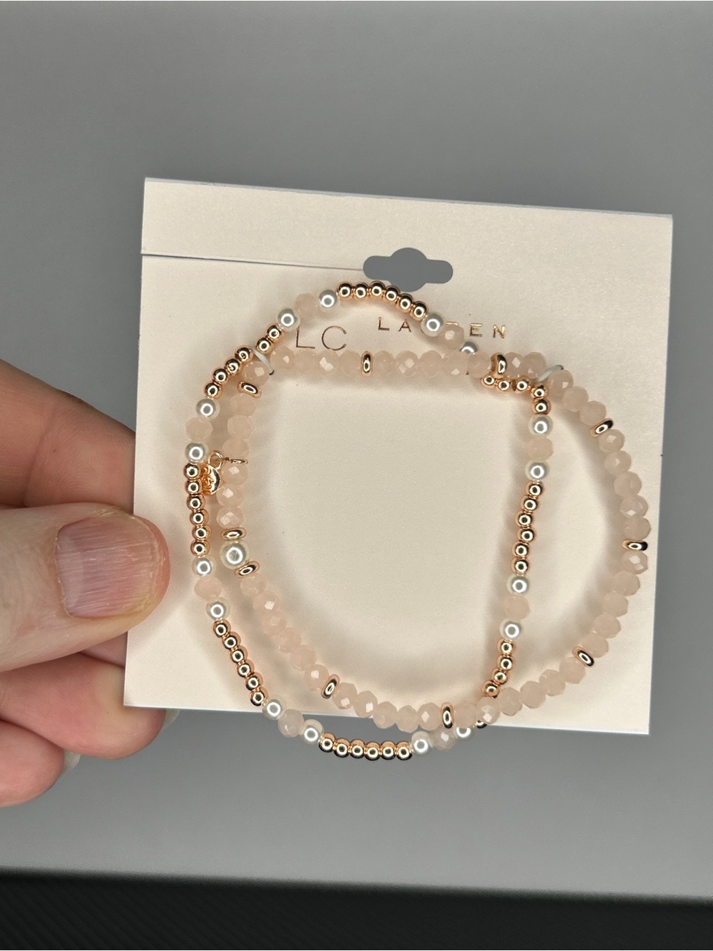 Kohl's LC Lauren Conrad Blush Pink and Gold Beaded Bracelet Set